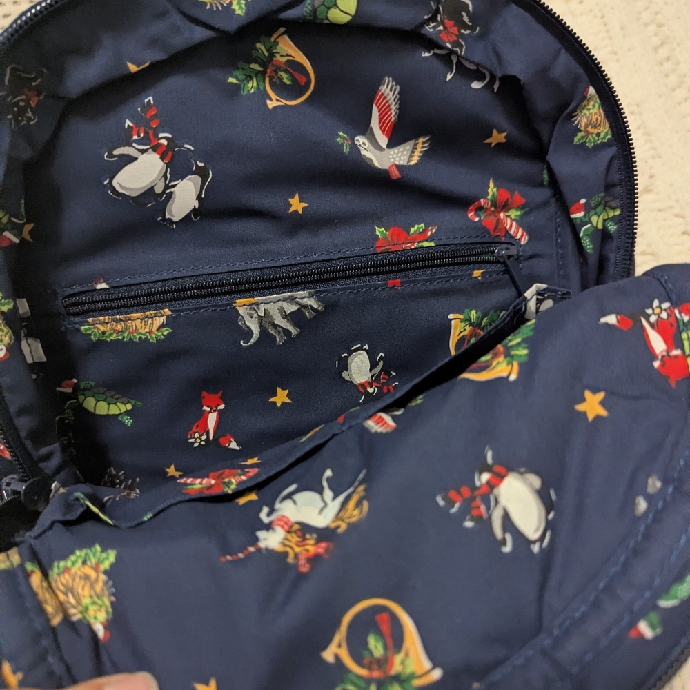 Vera Bradley Small Quilted Backpack Snow Globe Motifs Christmas Holiday Print - Picture 3 of 6